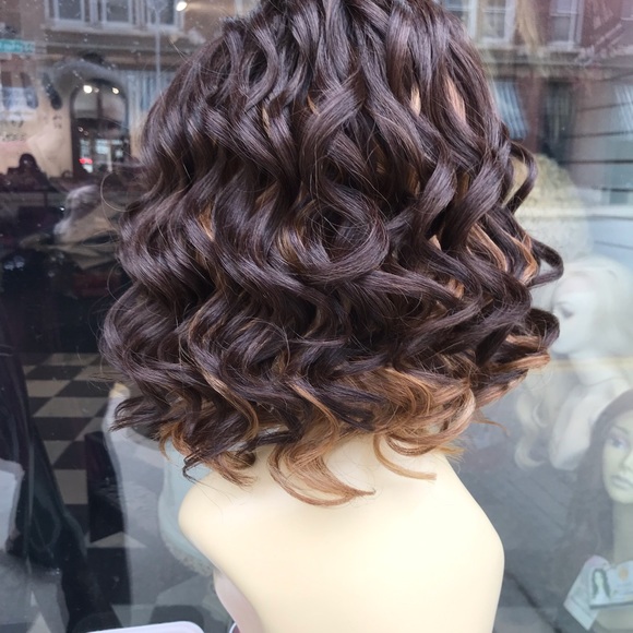Brown ombré honey short curly bob wig 2020 main image 6